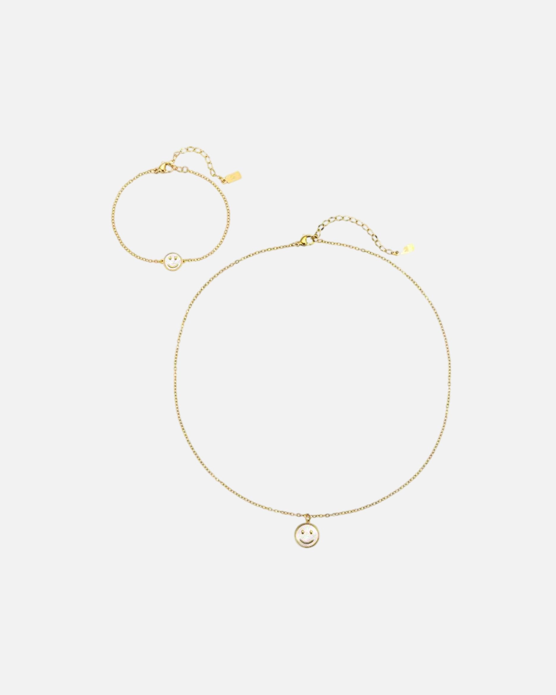 Schmuckset für Weiblich Hey Happiness Default Brand Line Shell Smiley – Schmuckset – Edelstahl, wasserfest Gold