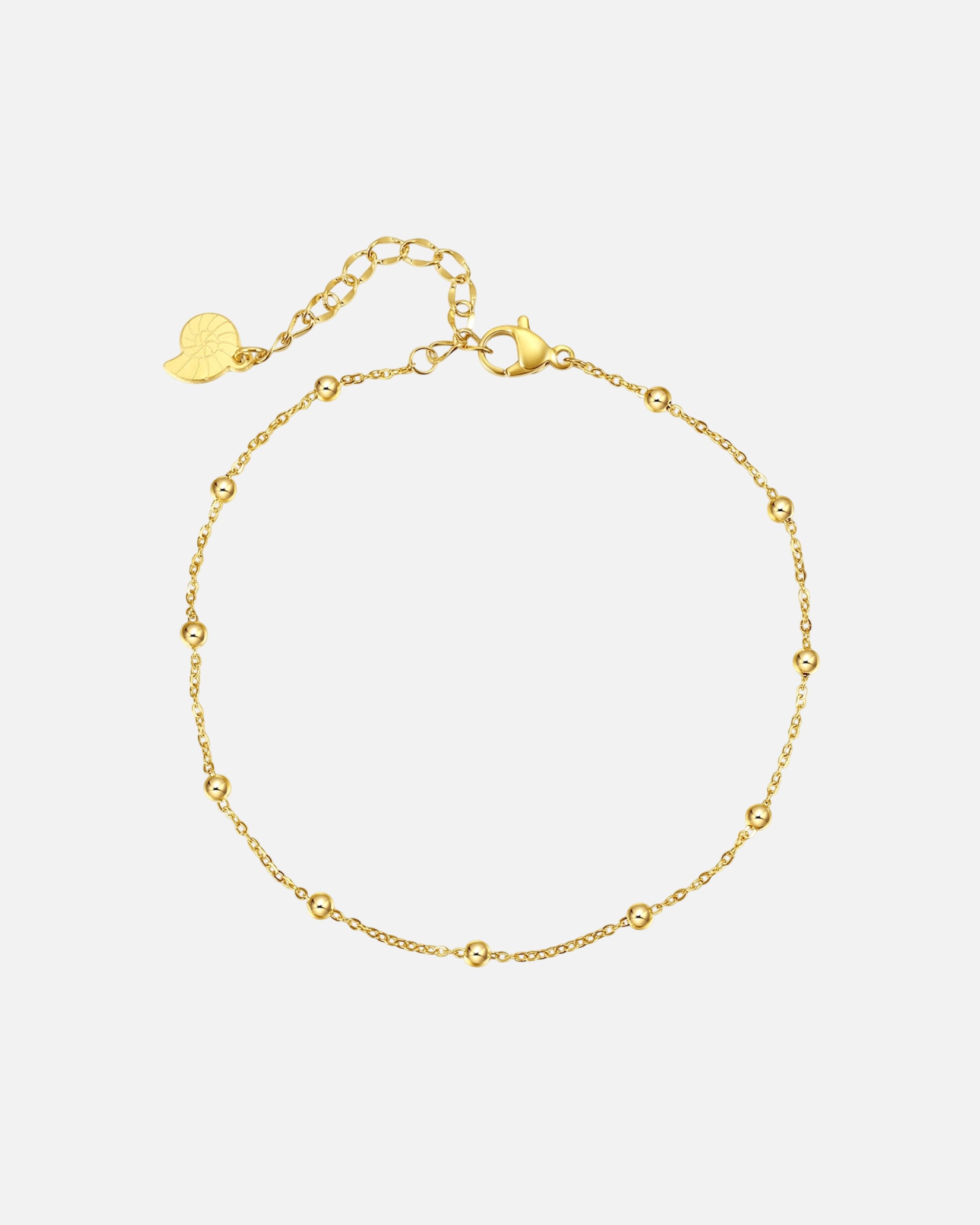 Fußschmuck für Weiblich Hey Happiness Default Brand Line Fußkettchen mit kleinen Kugeln, aus Edelstahl Gold