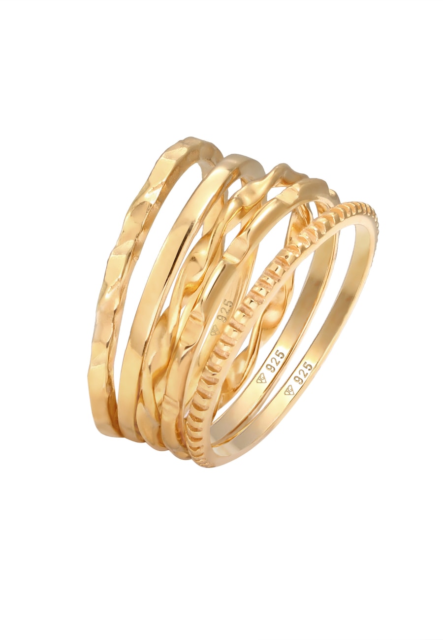 Elli Stapelringe Stacking Bandring 5er Set 925 Silber 58 Damen
