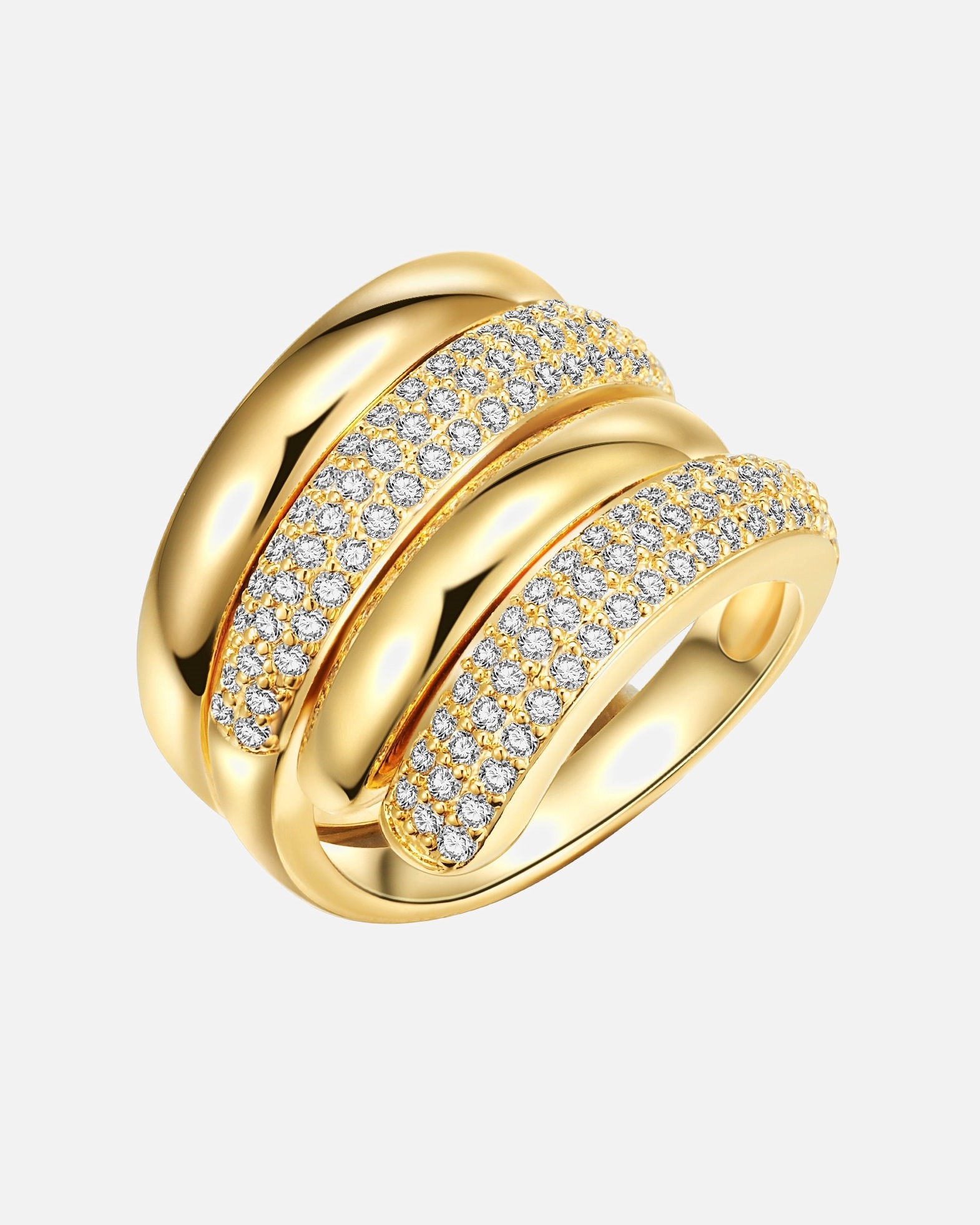 Ring für Weiblich Lulu & Jane Ring Messing Zirkonia in Gelbgold 52