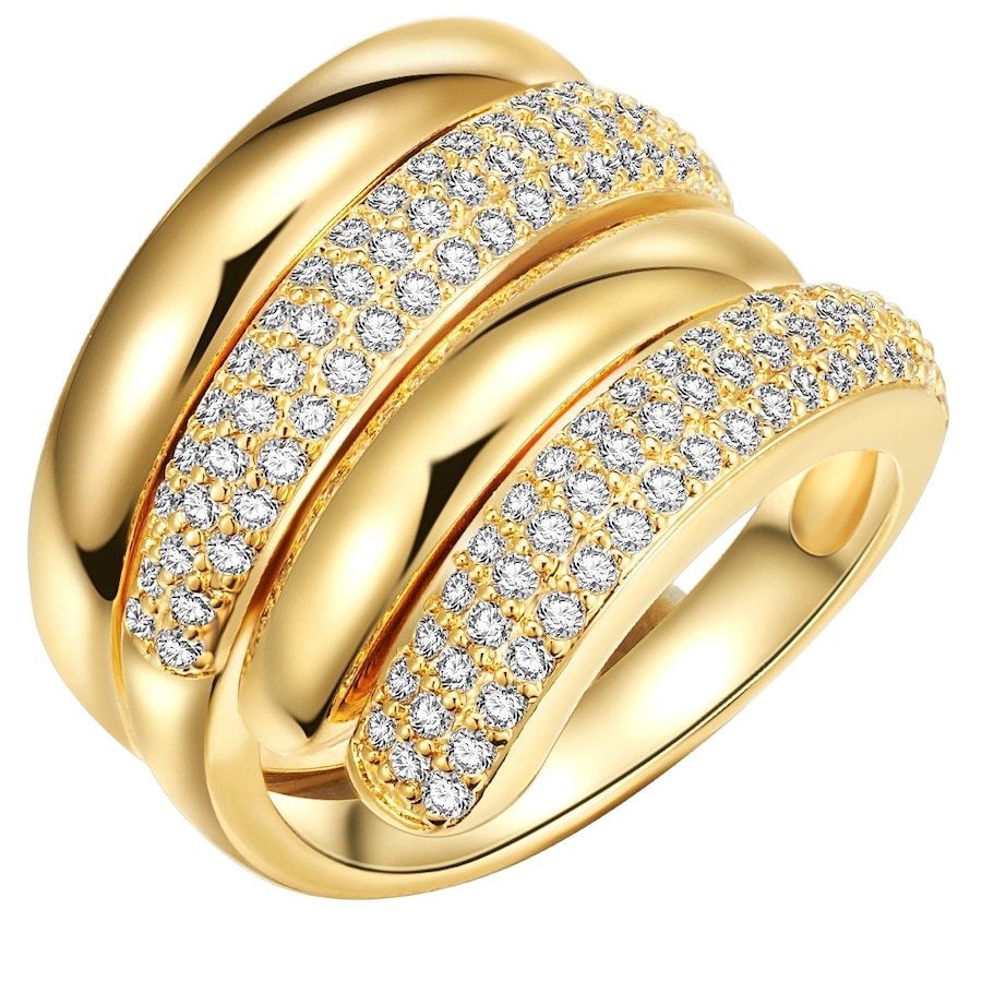 Lulu & Jane Ring Messing Zirkonia in Gelbgold 54 Damen