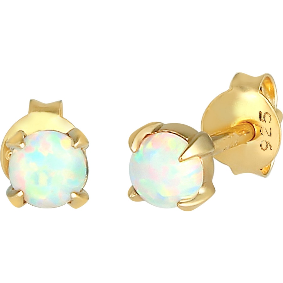 Elli Stecker Opal Rund Synthetisch 925 Silber goldfarben Damen