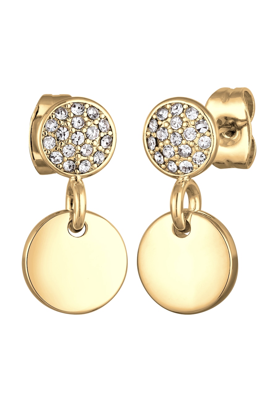 Elli Ohrhänger Kristalle Rund Plättchen goldfarben Damen
