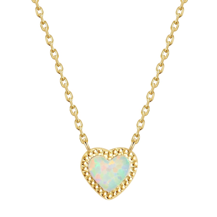 Glanzstücke München Halskette Herz Sterling Silber Opal (synth.) in Gelbgold 40,0 cm Basiskette + 5,0 Verlängerung Damen