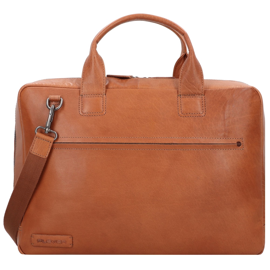 Plevier Rock Aktentasche RFID Schutz Leder 43 cm Laptopfach cognac Braun Herren