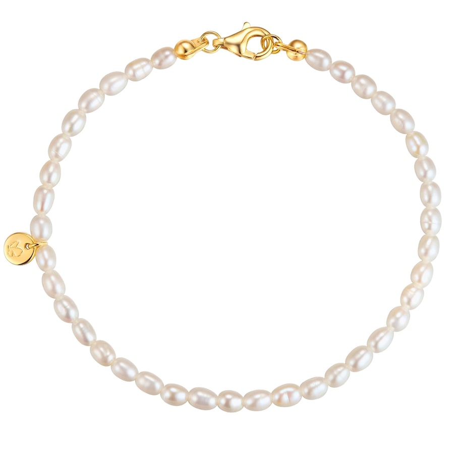Glanzstücke München Perlen-Armband aus Sterling Silber in gelbgold mit Süßwasser-Zuchtperle 19 cm Damen