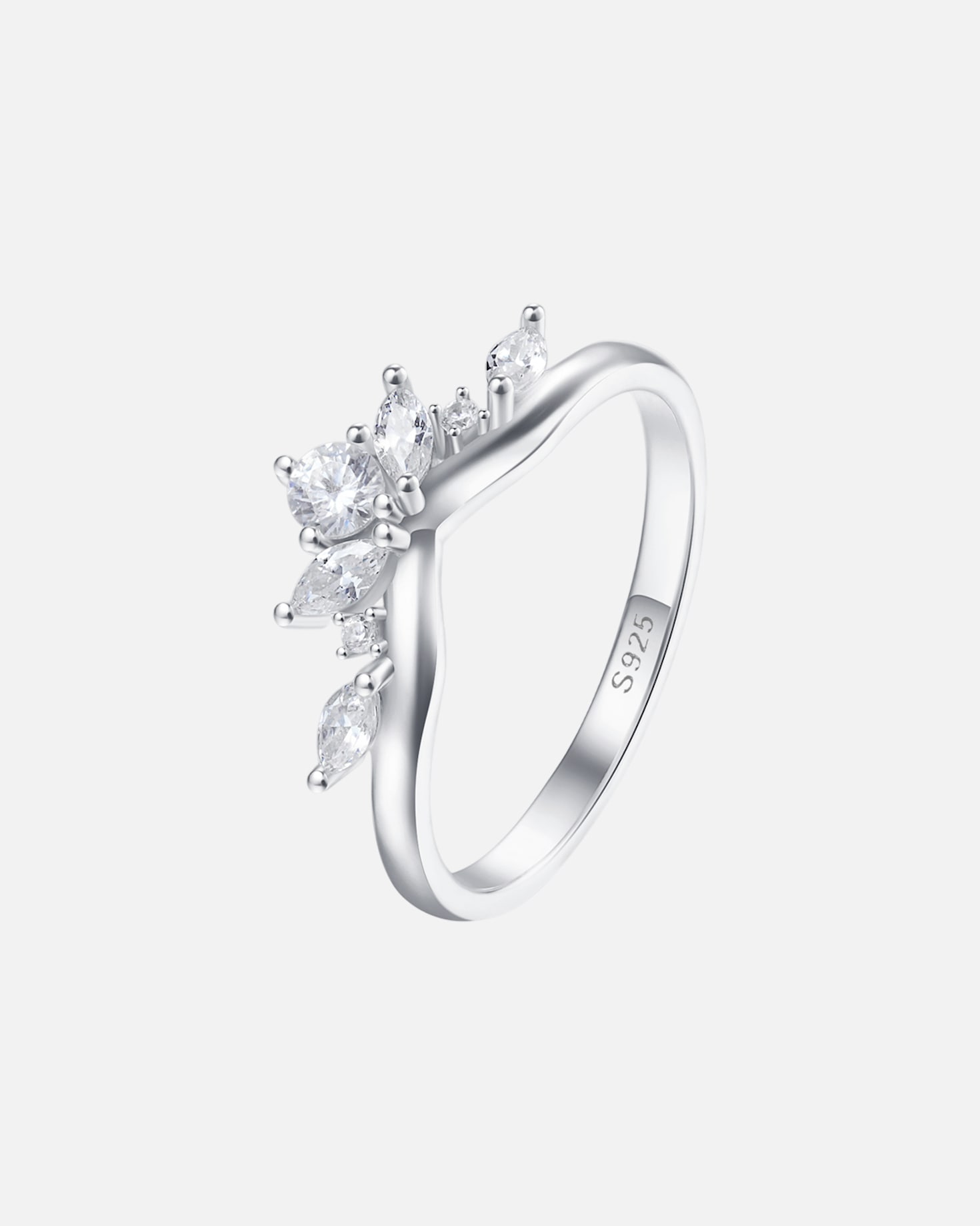 Ring für Weiblich Hey Happiness Default Brand Line Ring mit V-Design 925er Sterlingsilber 54