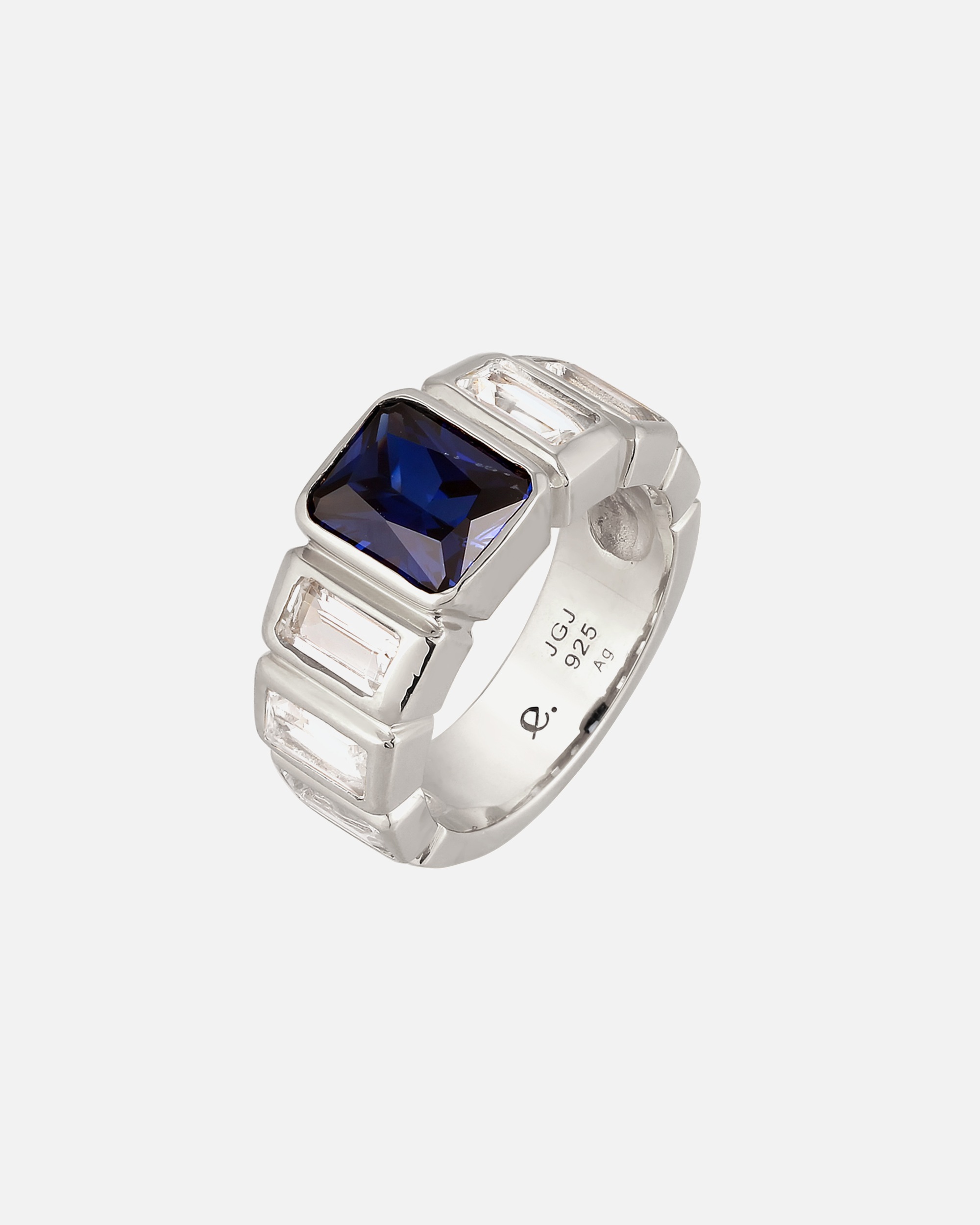 Ring für Weiblich Elli PREMIUM Topas laborgezüchteter Saphir Dunkelblau 925 Sterling Silber 54