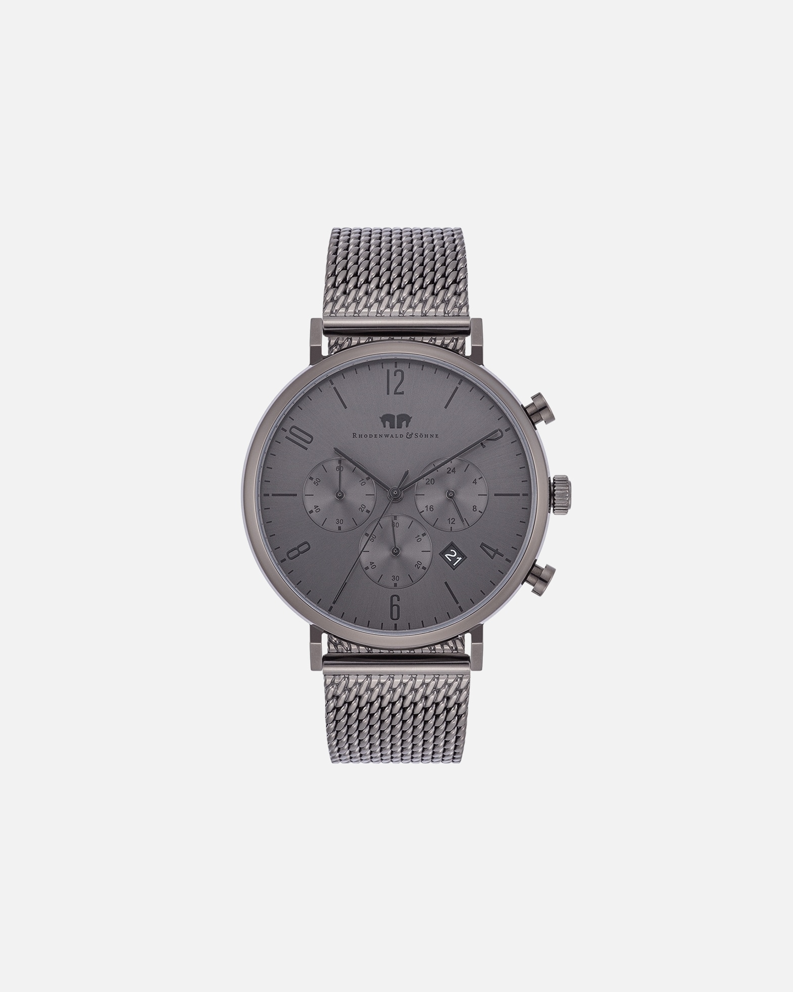 Uhr für Männlich Rhodenwald & Söhne Armband-Uhr Arakon aus Edelstahl in grau 42,0 mm