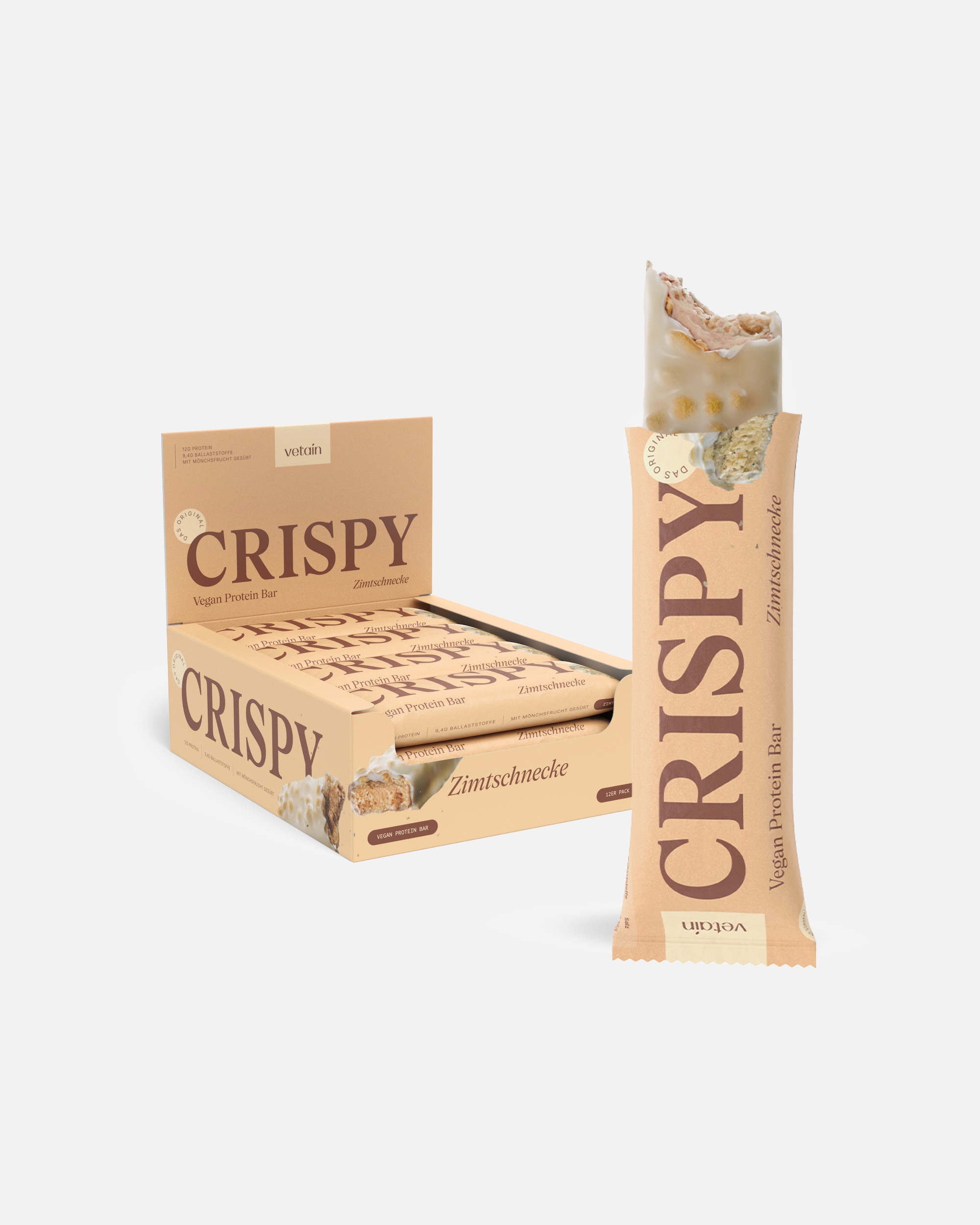 Riegel für Unisex Vetain Default Brand Line Vegan Crispy Proteinriegel mit 12g Eiweiß Zimtschnecke