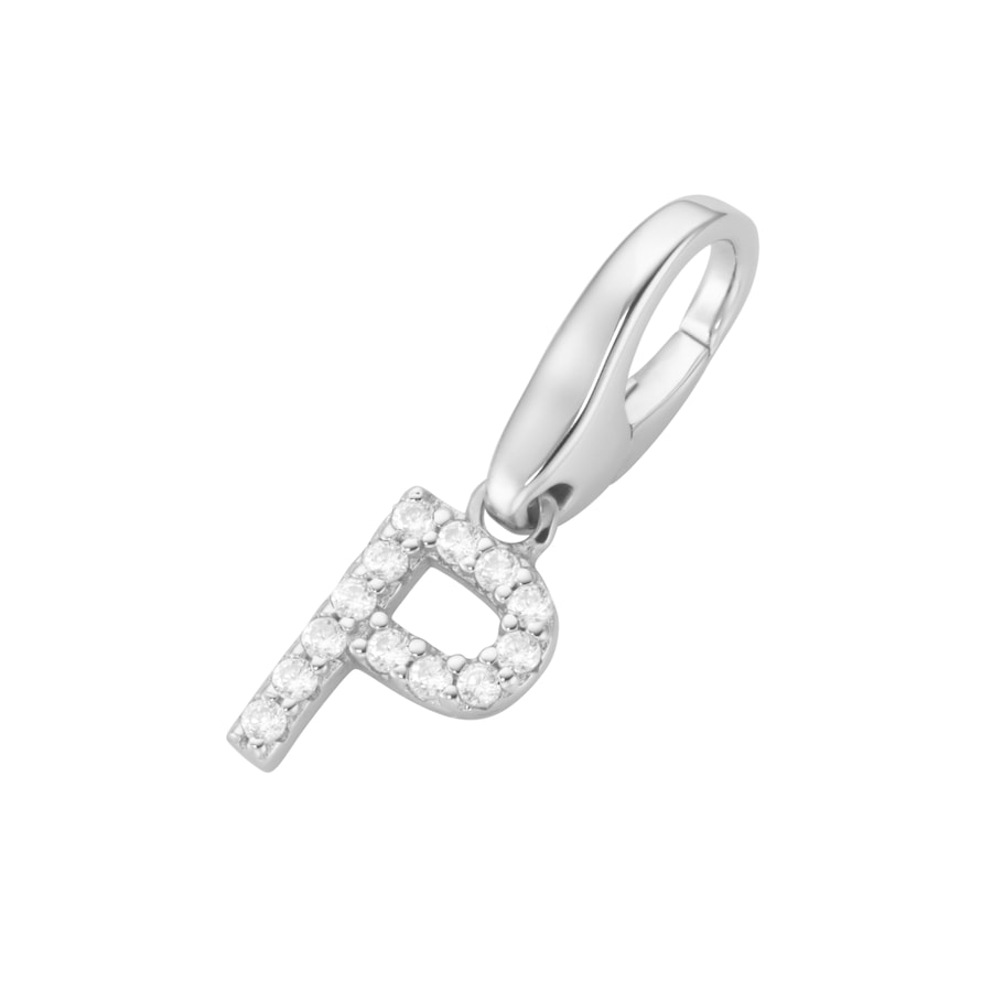 Giorgio Martello Milano Charm Buchstabe H, Zirkonia Steine, Silber 925 P Weiss Damen
