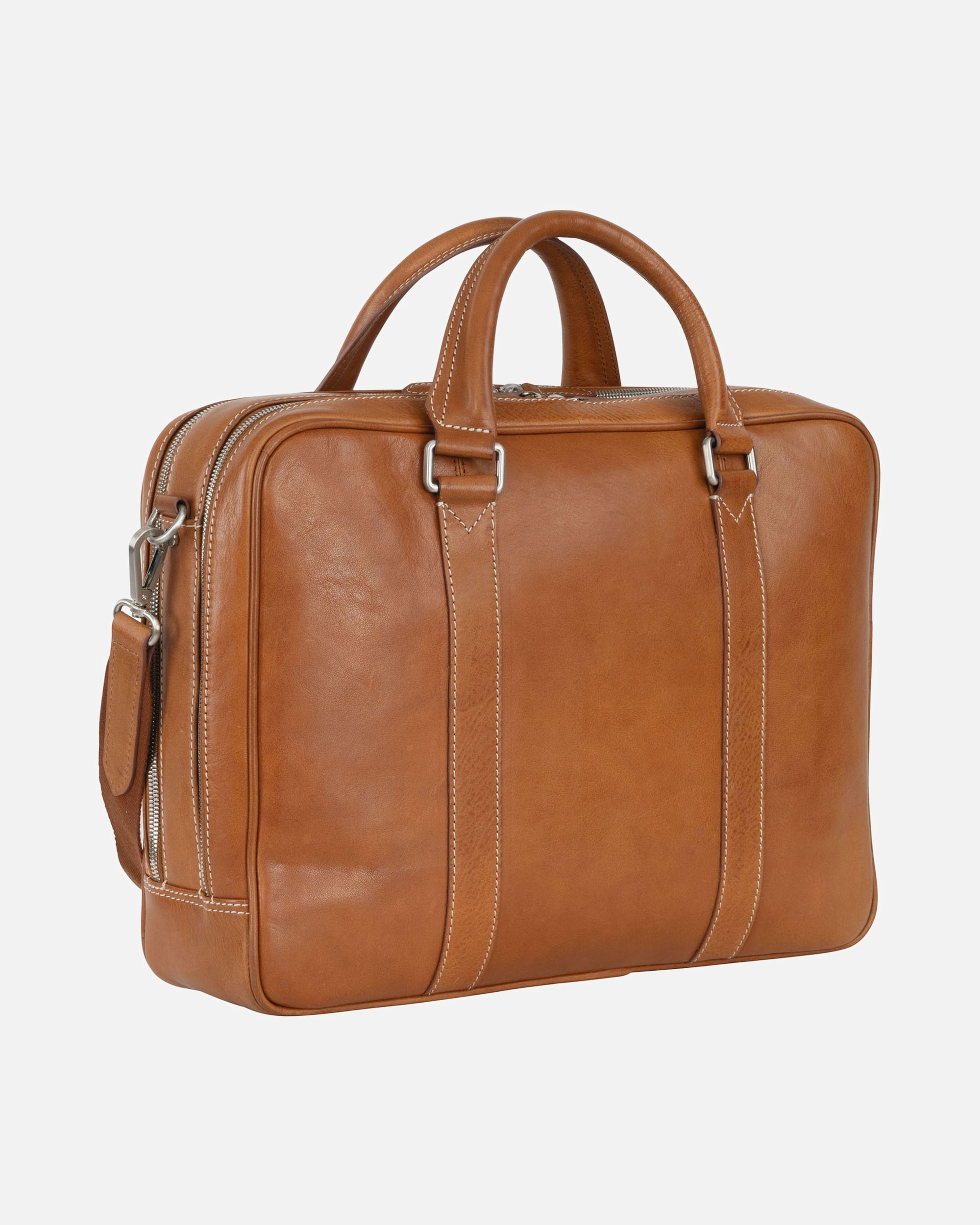 Laptoptasche für Männlich Leonhard Heyden Bergamo Aktentasche Leder 41 cm Laptopfach hellbraun