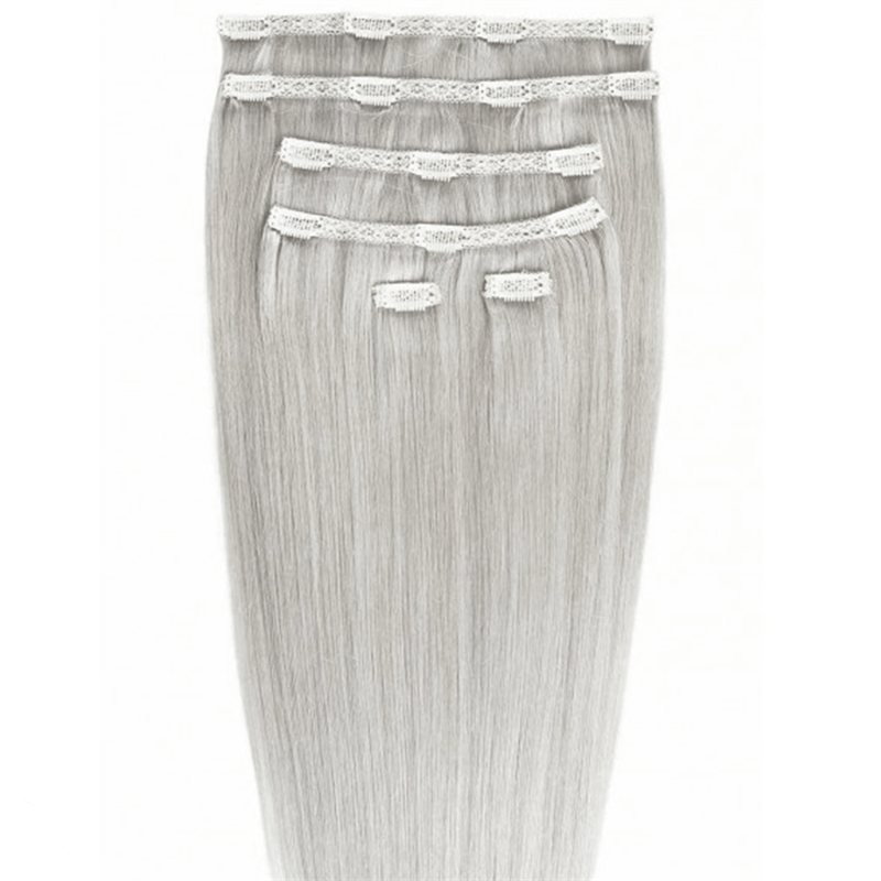 Gold24 Clip-in Extensions #6 Hellbraun - 50 cm #88A Grau 60 Silber