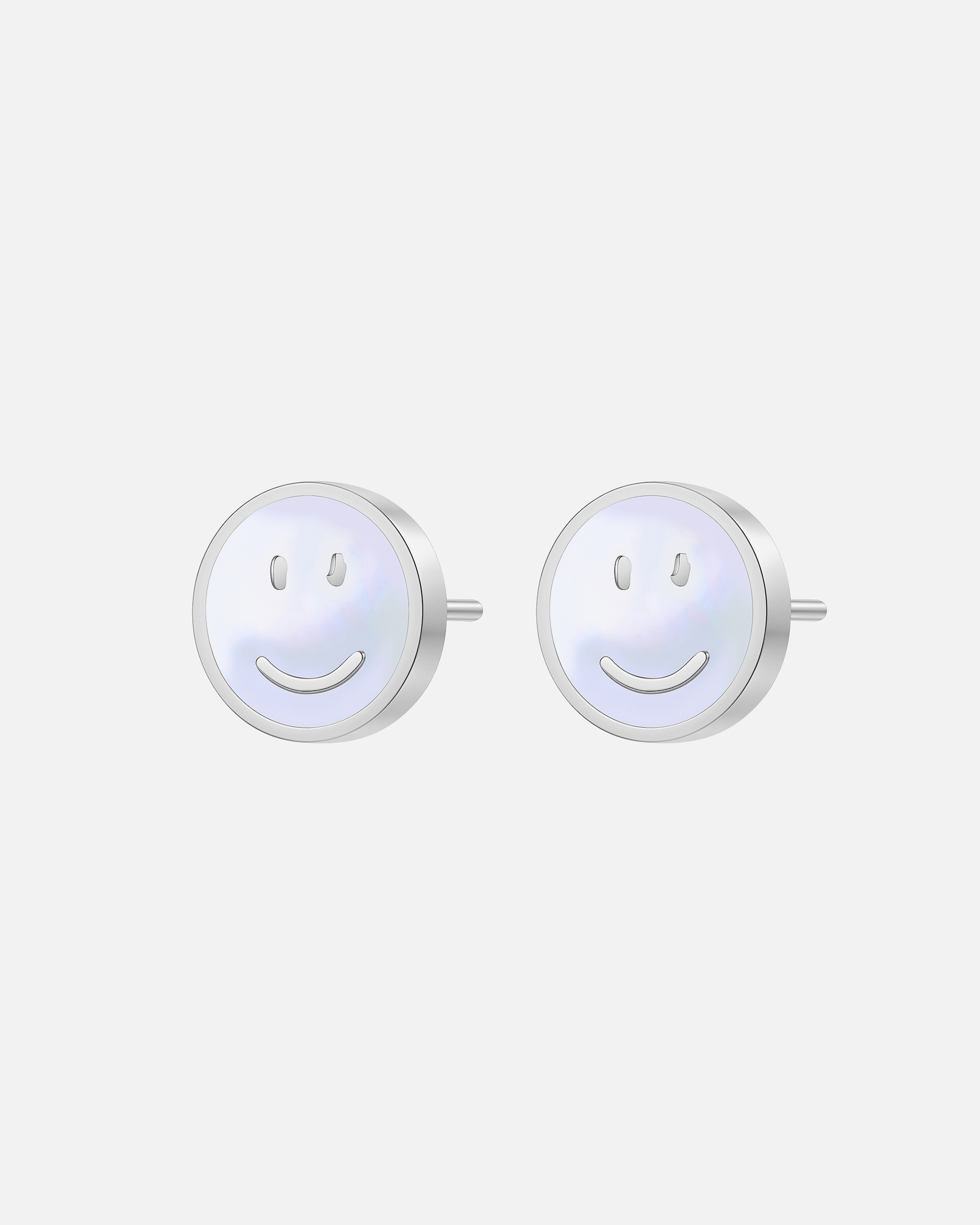 Ohrringe für Weiblich Hey Happiness Default Brand Line Smiley Muschel Ohrstecker – Edelstahl Ohrringe – wasserfest Silber