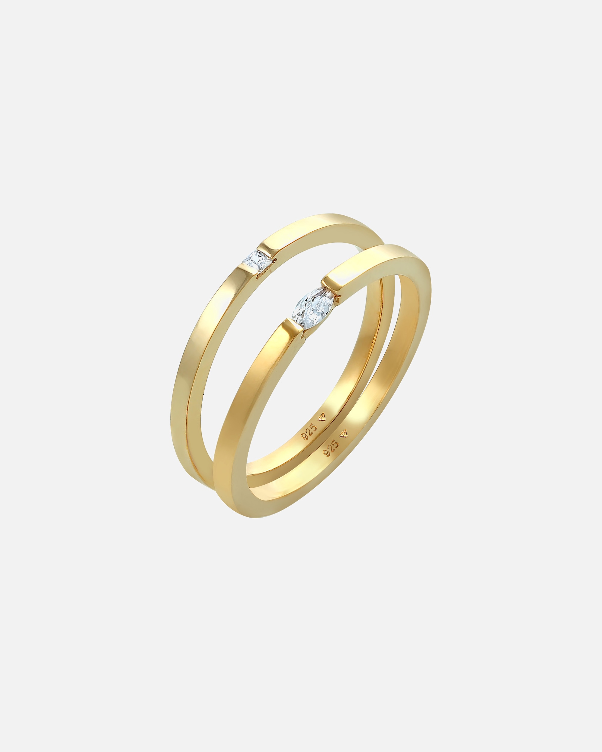 Ring für Weiblich Elli Ring Solitär Zirkonia Klassik 2er Set 925 Silber 52