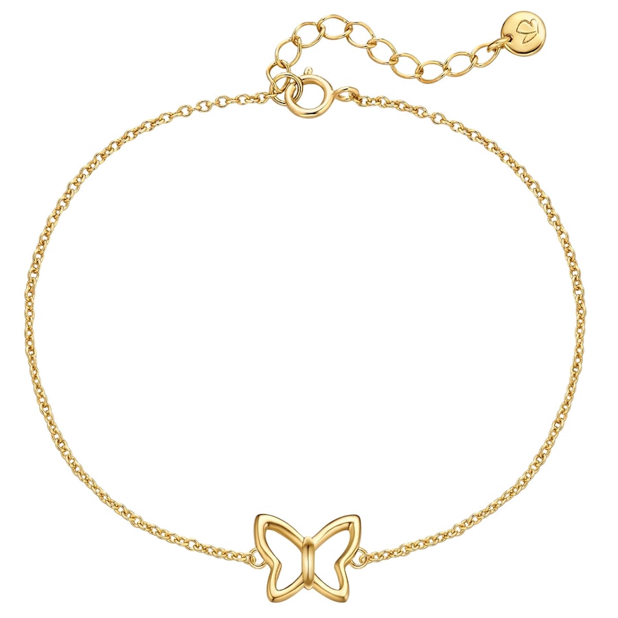 Glanzstücke München Armband Schmetterling aus Sterling Silber in gelbgold 17,0 cm Basislänge + 3,0 Verlängerung Damen