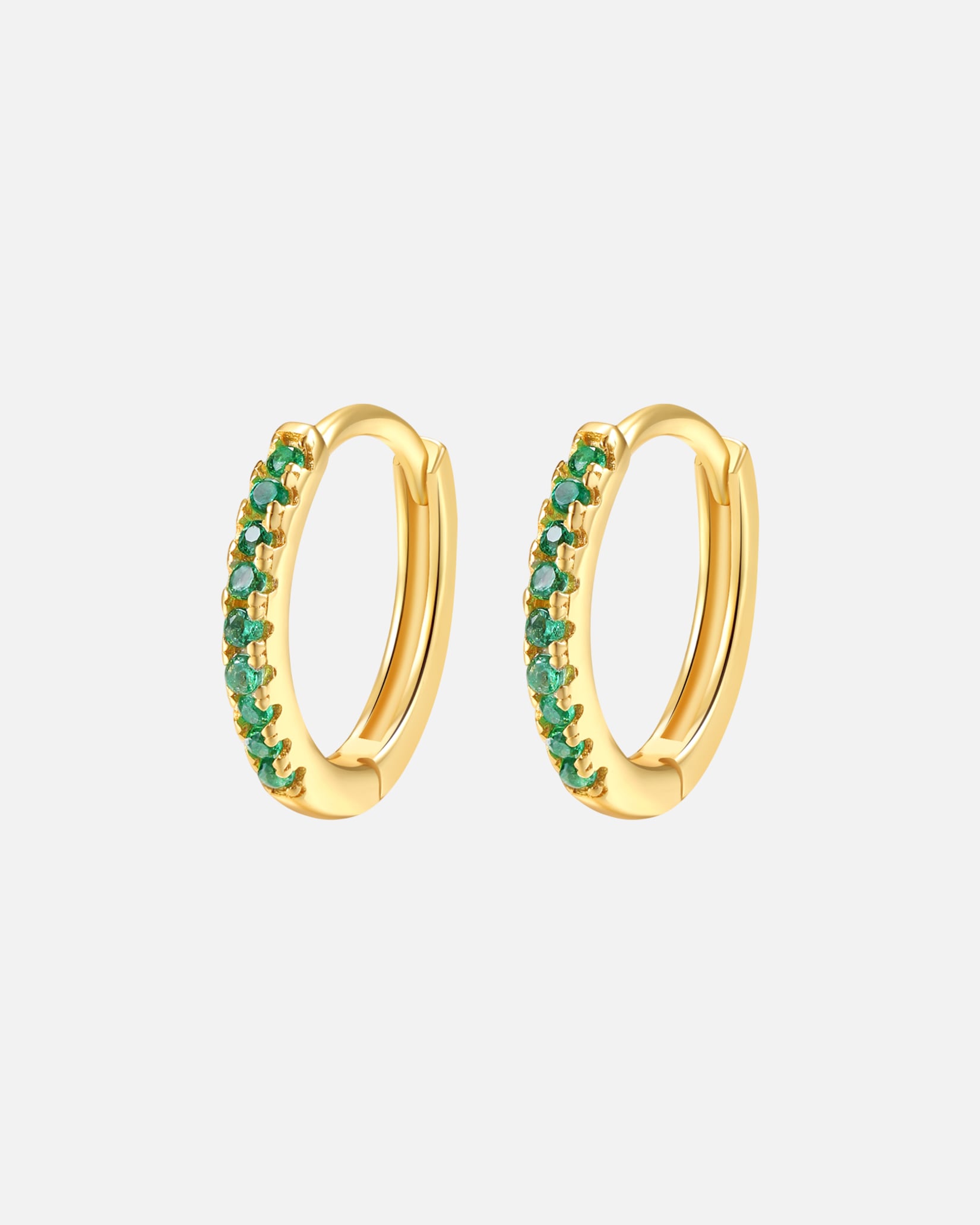 Ohrringe für Weiblich Hey Happiness Default Brand Line Elegante Creolen mit grünen Zirkonia – 925 Sterling Silber Gold