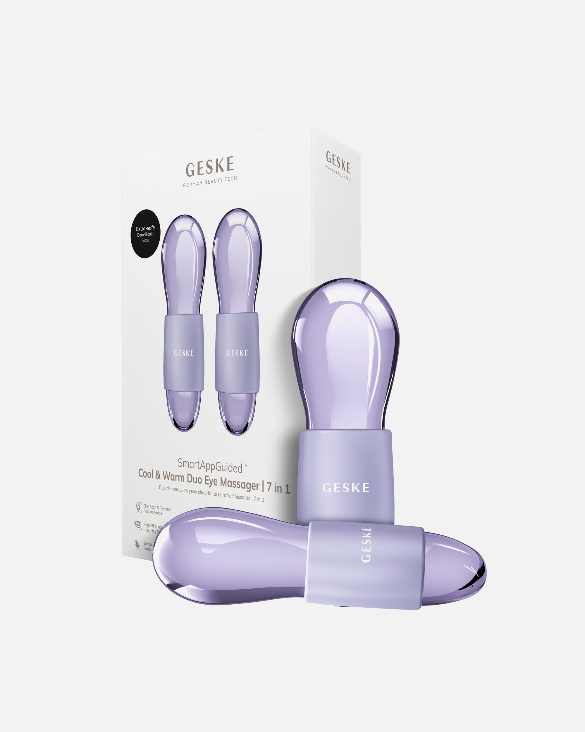 Elektrisches Gesichtsmassagegerät für Unisex GESKE GESKE SmartAppGuided™ Cool & Warm Duo Eye Massager | 7 in 1 Purple