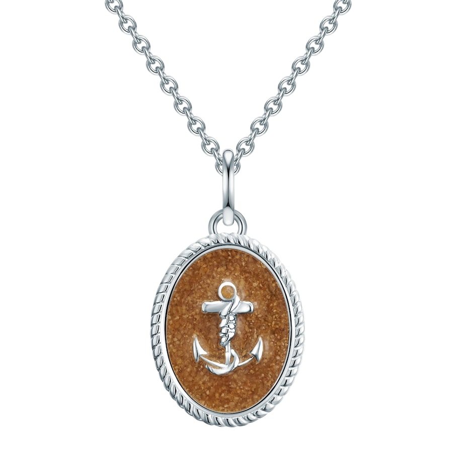 Strandglück Halskette Anker Sterling Silber Sand in 45,5 cm Basiskette + 5,0 Verlängerung Damen