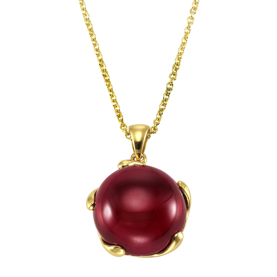 Jamelli Anhänger mit Kette 925/- Sterling Silber syn. Granat dunkelrot 60cm Damen
