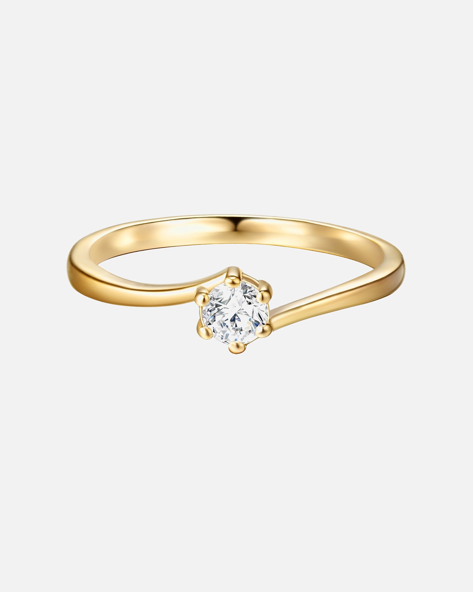 Ring für Weiblich Trilani Ring aus Sterling Silber in Gelbgold mit Zirkonia 60