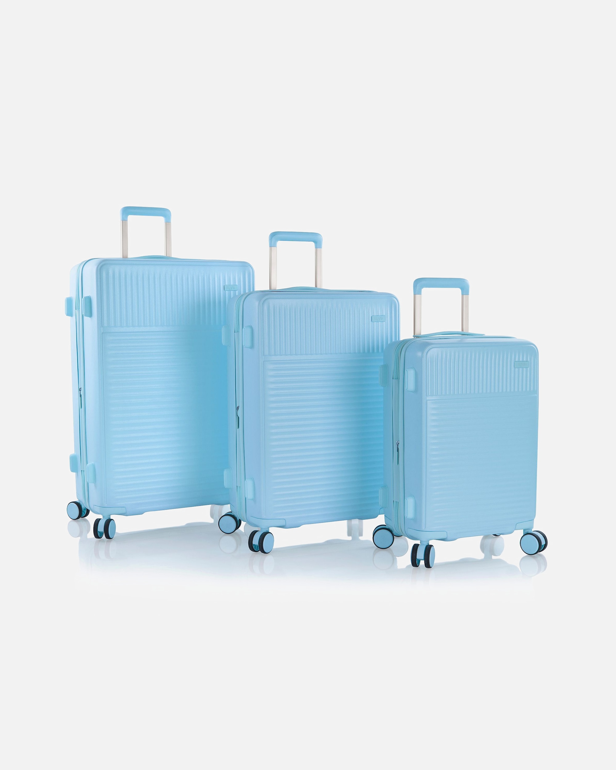 Koffer für Männlich Heys Pastel 4 Rollen Kofferset 3-teilig mit Dehnfalte blue