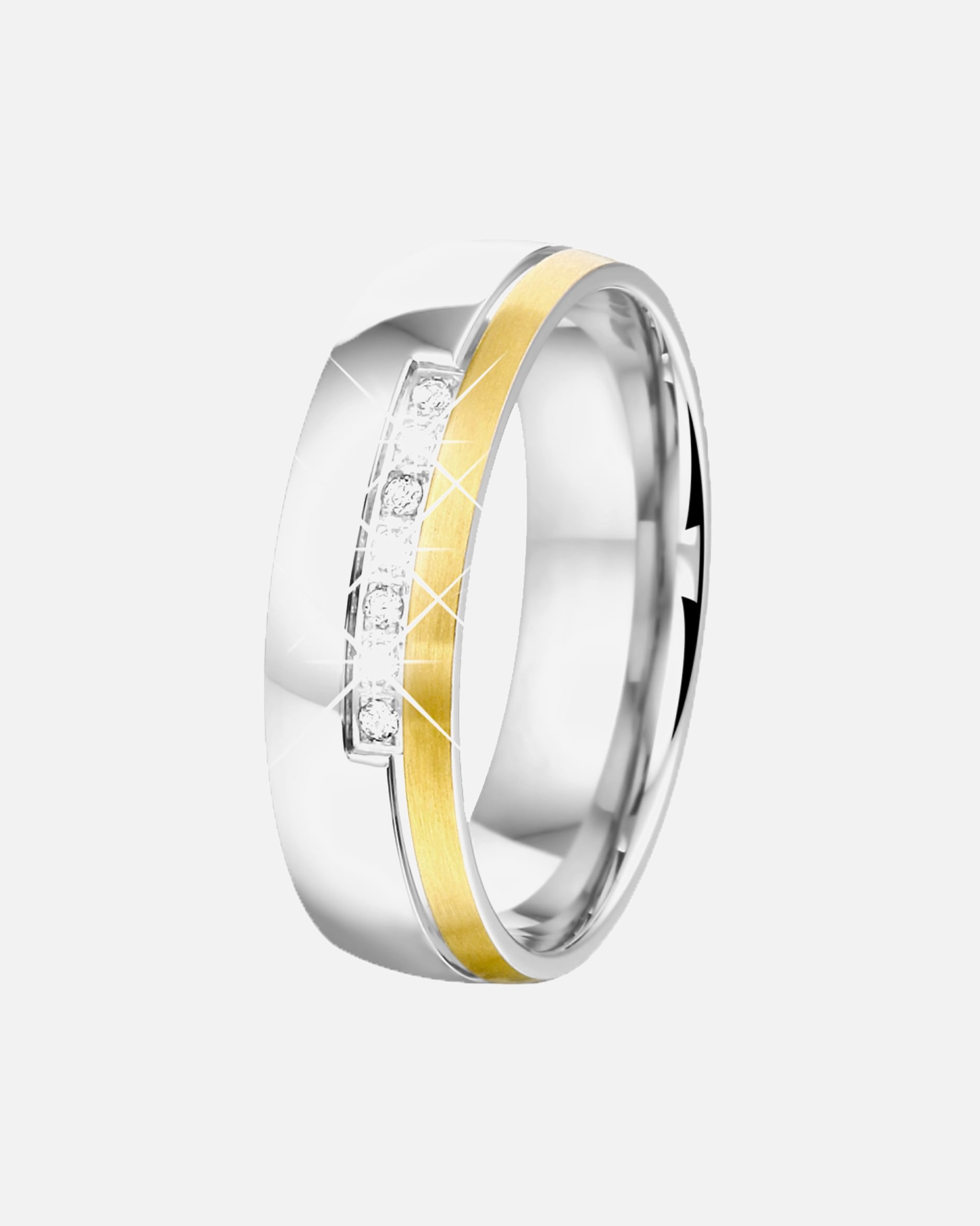 Ring für Männlich Lucardi Ringe 'Maui' Stahl - silbern-goldfarbig 49mm