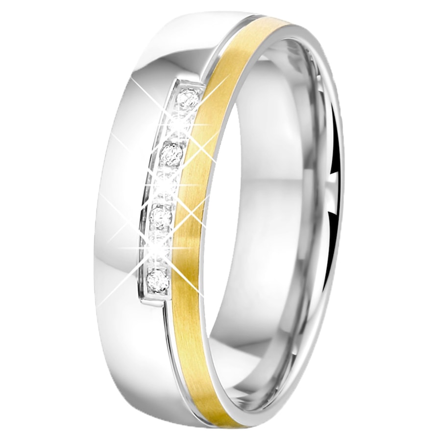 Lucardi Ringe 'Maui' Stahl - silbern-goldfarbig 58mm Herren