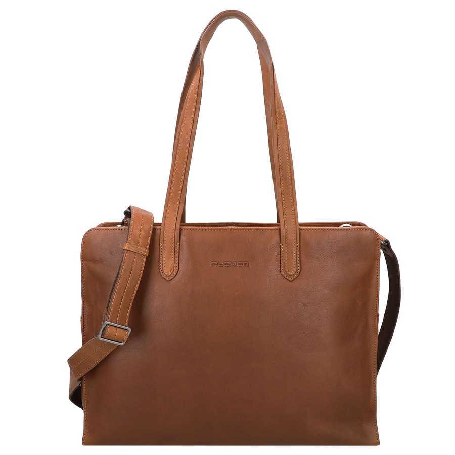 Plevier Power Aktentasche Leder 41.5 cm Laptopfach cognac Braun Damen