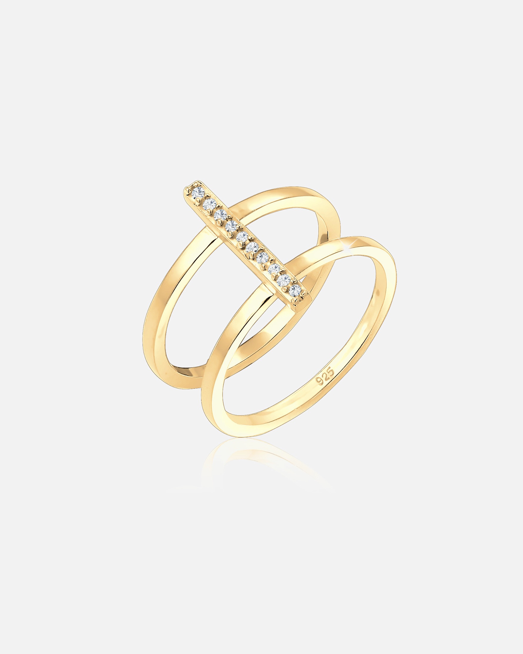 Ring für Weiblich Elli Doppelring Geo Kristalle 925er Silber 56