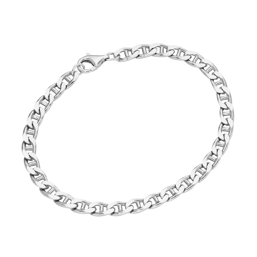Smart Jewel Armband Stegpanzerkette diamantiert, massiv, Silber 925 19 cm Damen
