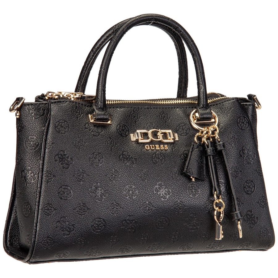 Guess Handtasche Anise Triple Comp Satchel Black Logo Schwarz Damen