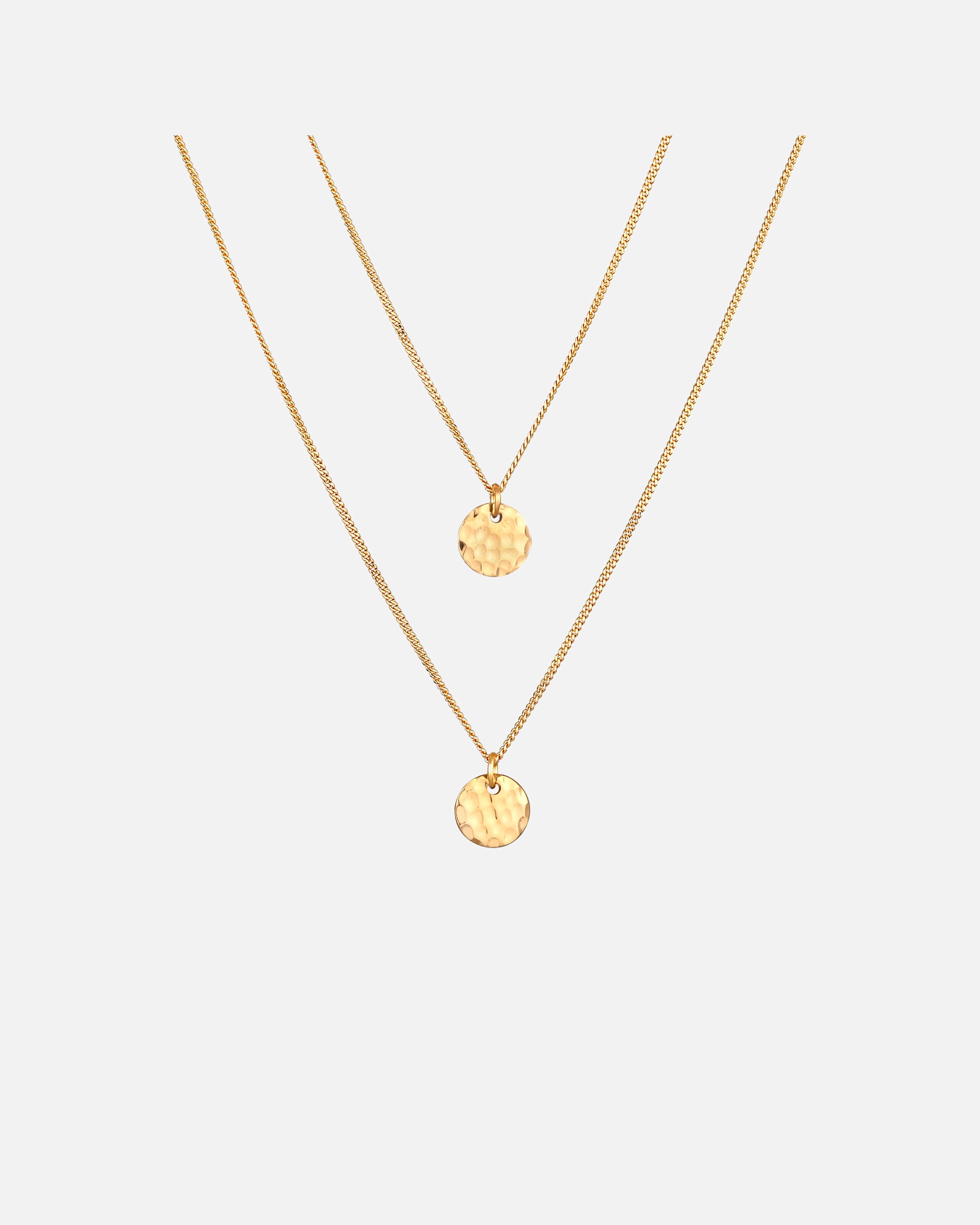 Halskette für Weiblich Elli 2-lagig Layer Plättchen gehämmert 925 Silber goldfarben