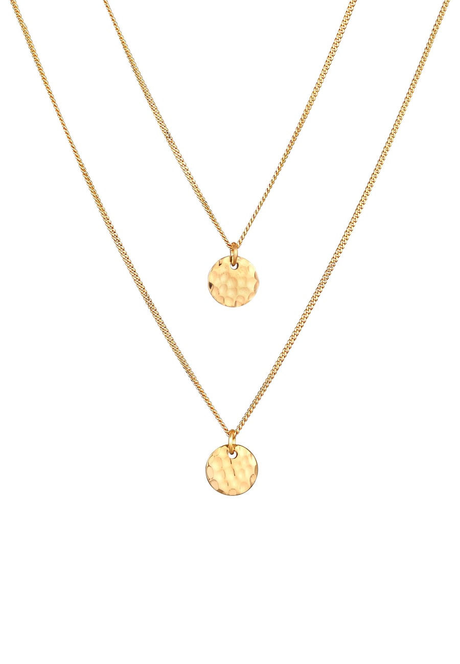 Elli 2-lagig Layer Plättchen gehämmert 925 Silber 45 Damen