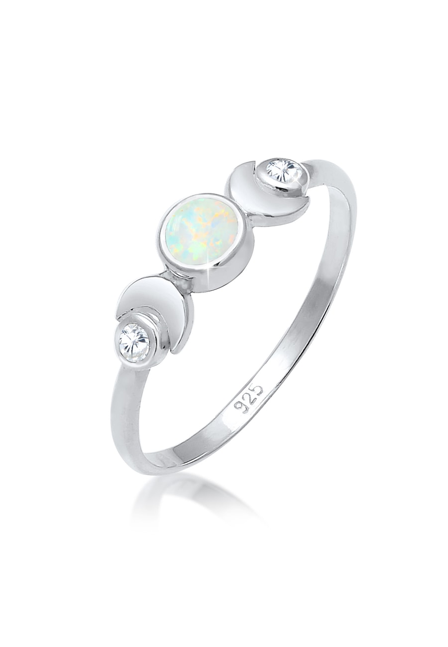 Elli Vintage Design Halbmond Opal Zirkonia 925er Silber 54 Damen