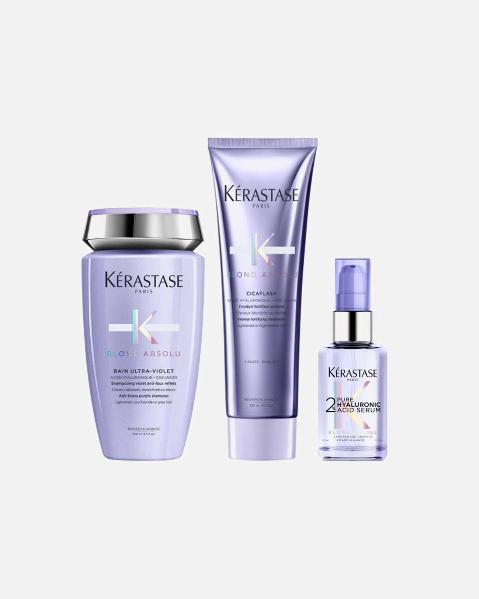 Haarpflegeset für Weiblich Kérastase Blond Absolu UV 3er Set (Bain Ultra-Violet / Cicaflash / Hyaluronic Serum) 1 Stück