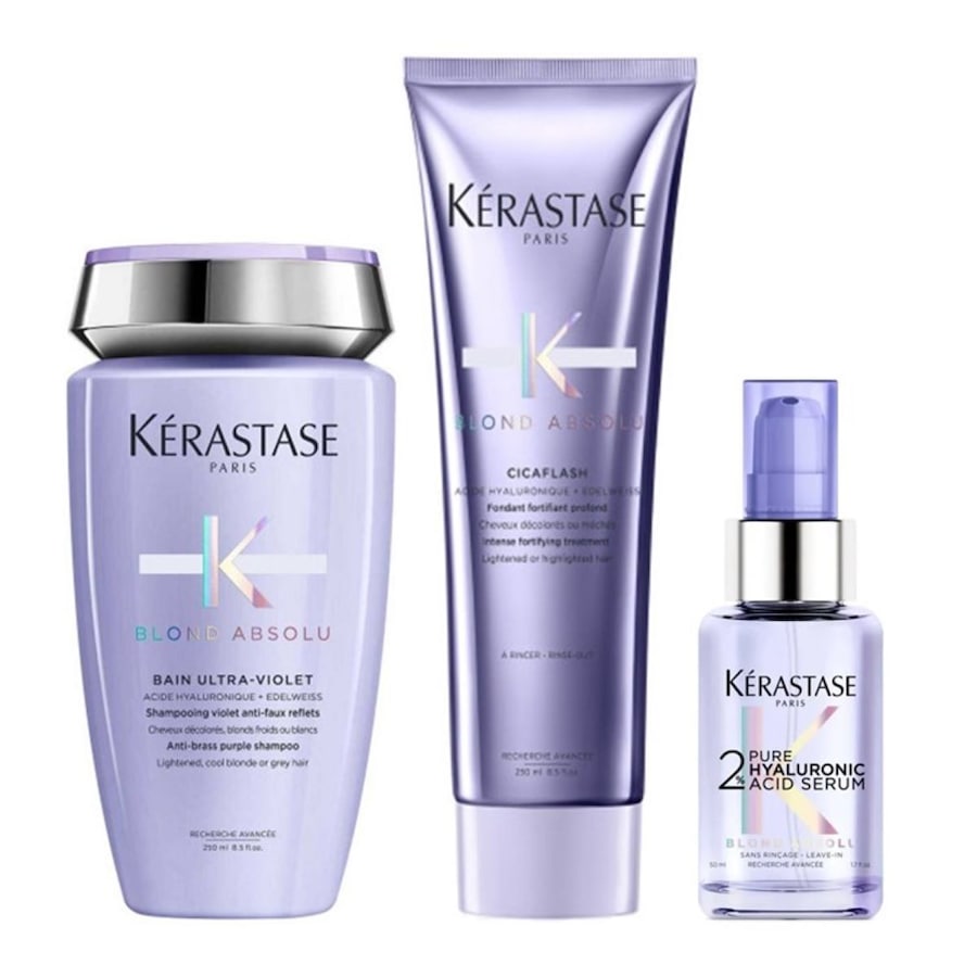 Kérastase Blond Absolu UV 3er Set (Bain Ultra-Violet / Cicaflash Hyaluronic Serum) Damen
