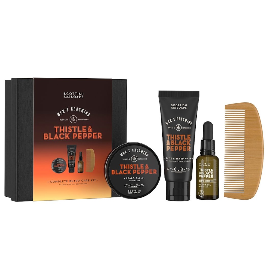Scottish Fine Soaps Men`s Grooming Thistle & Black Pepper Face Beard Kit