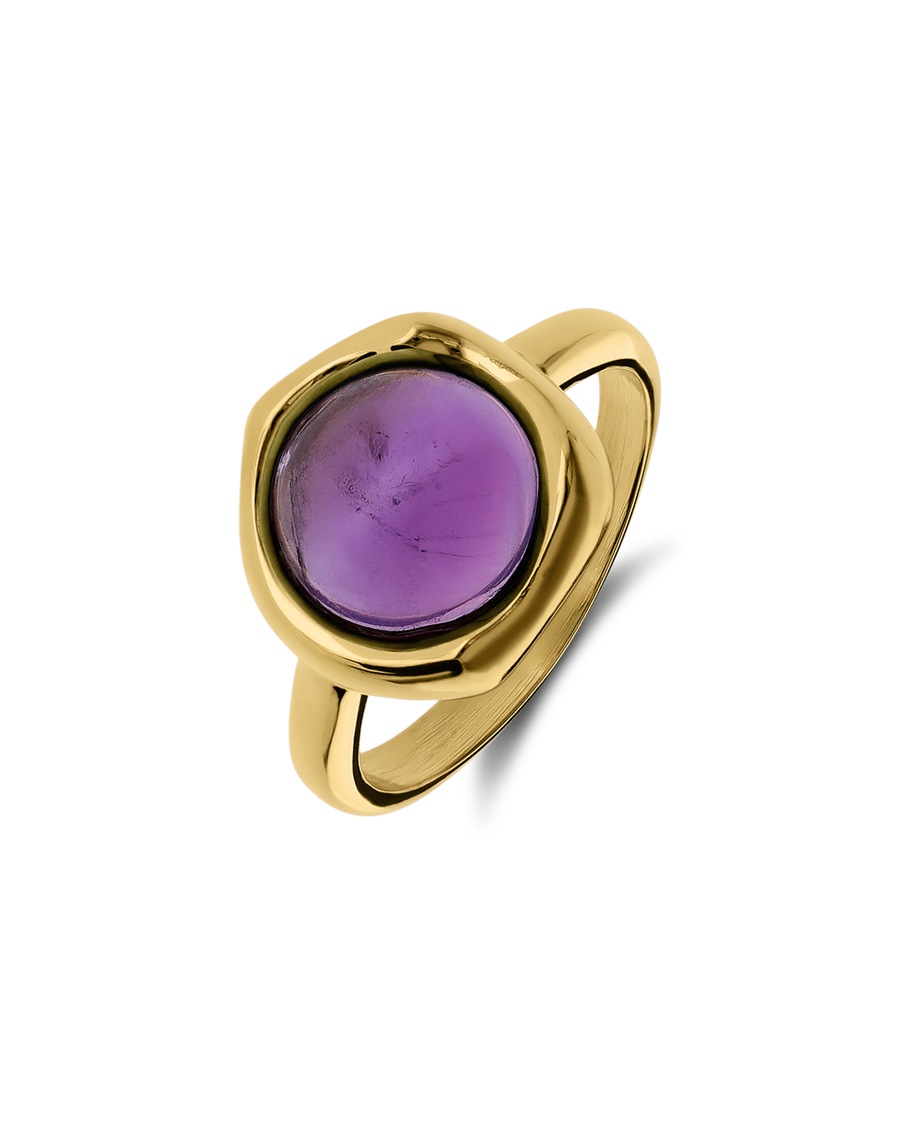 Lucardi Ring Stahl - Gelbgold legiert Lila 50mm Damen