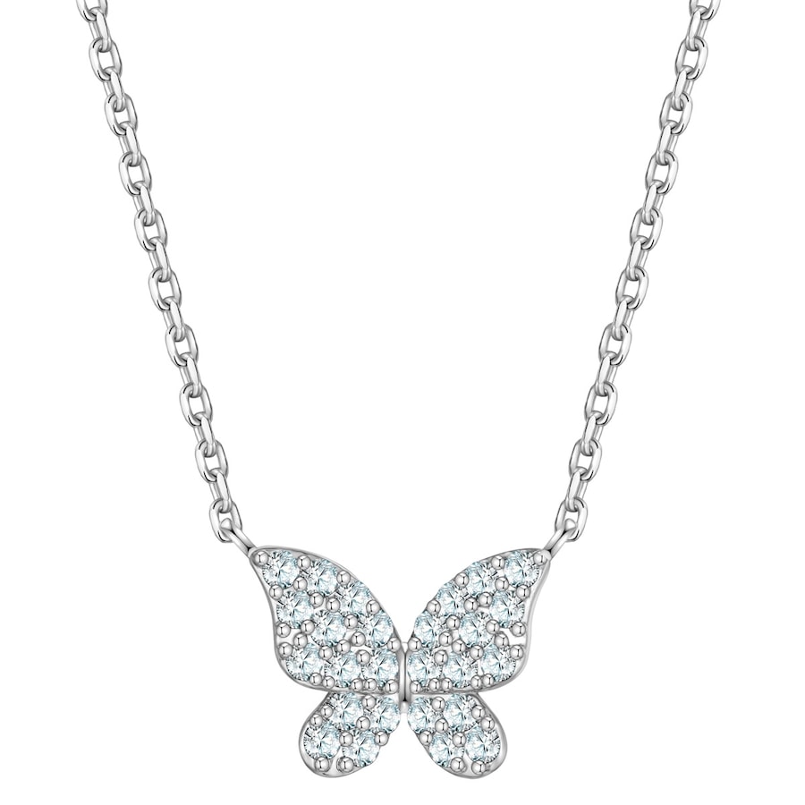 Yokoamii Halskette Schmetterling aus Messing in silber mit Zirkonia 40,0 cm Basiskette + 5,0 Verlängerung Damen