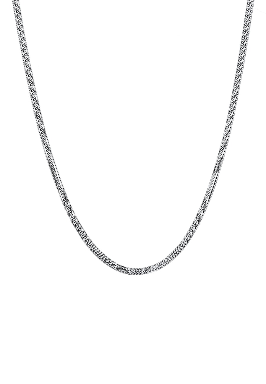 KUZZOI Herren Basic Schlangenkette Oxidiert 925 Silber 50