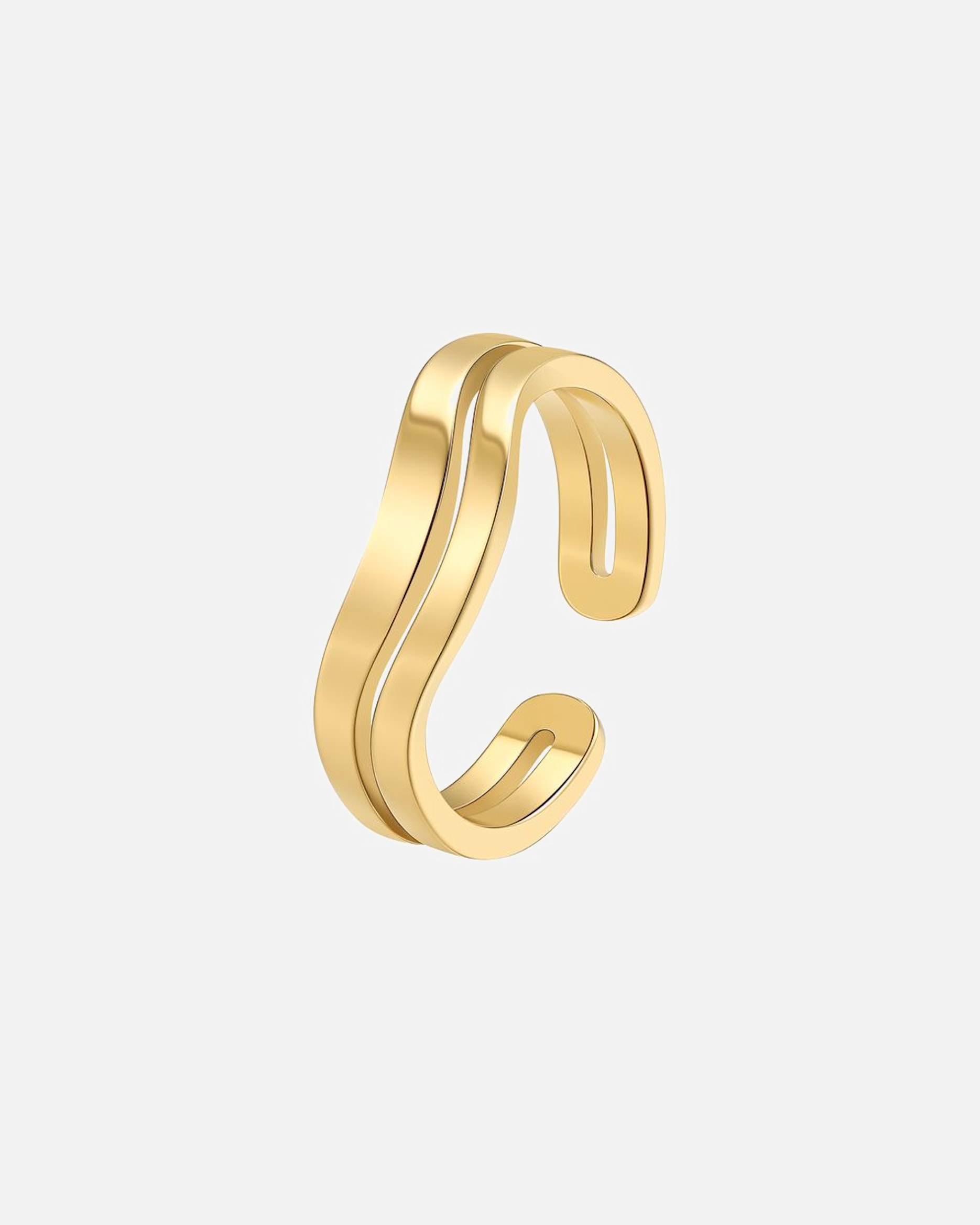 Ring für Weiblich Hey Happiness Default Brand Line Wave Open Ring Gold – 18K vergoldeter Edelstahl Ring 57