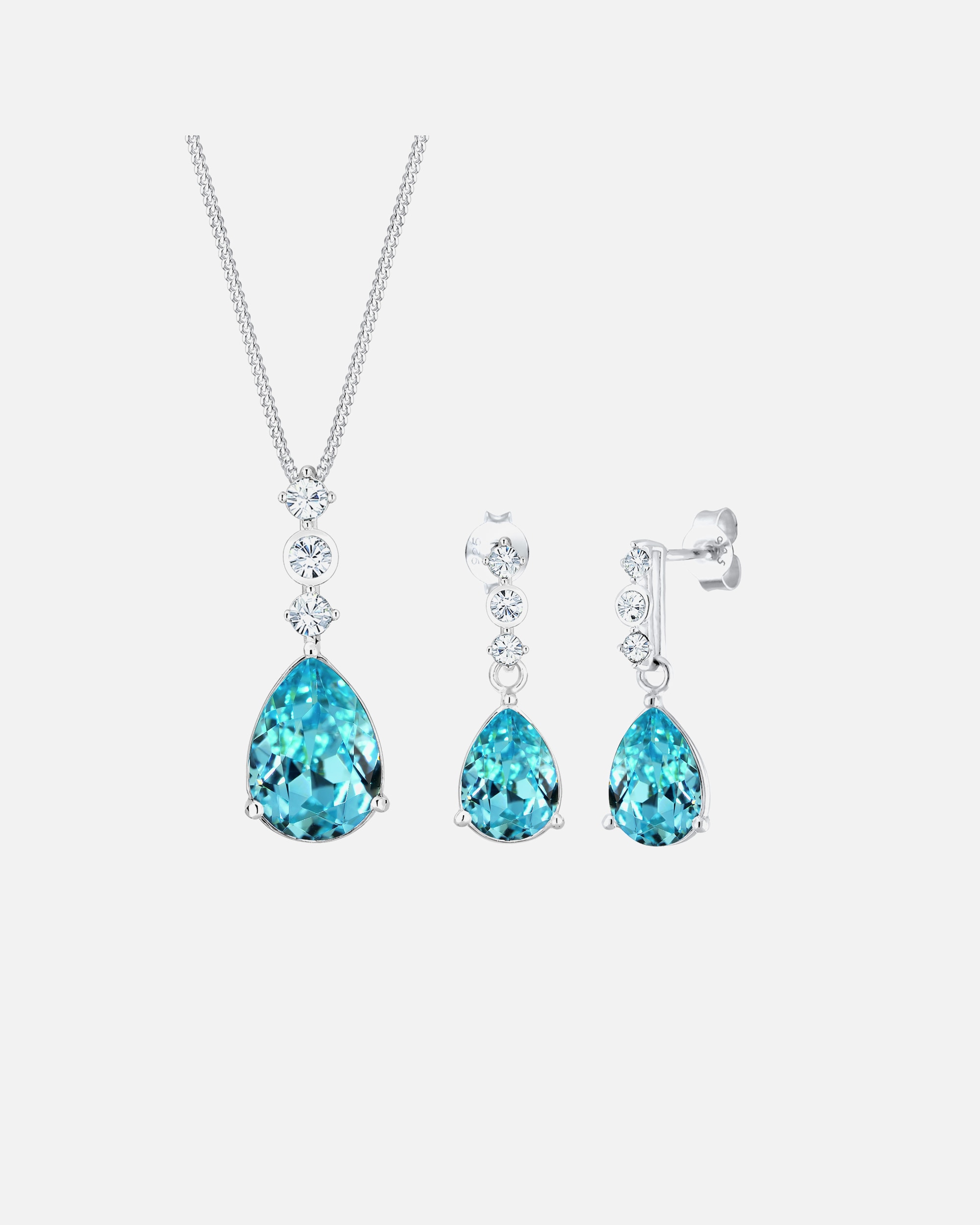 Schmuck für Weiblich Elli PREMIUM Tropfen Weiß 925 Silber, mit Kristallen von Swarovski® Blau