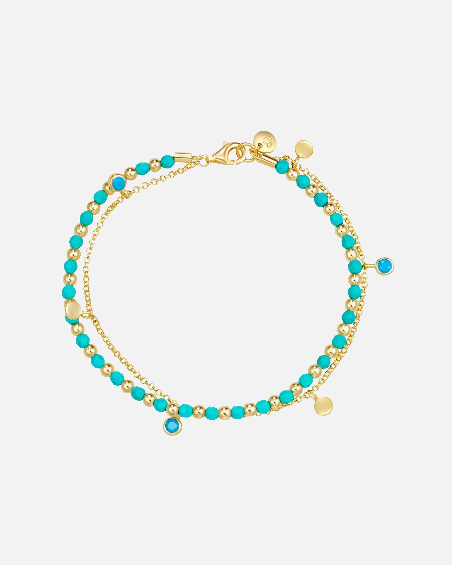 Armband für Weiblich Glanzstücke München Armband Sterling Silber Türkis in Gelbgold 19,0 cm