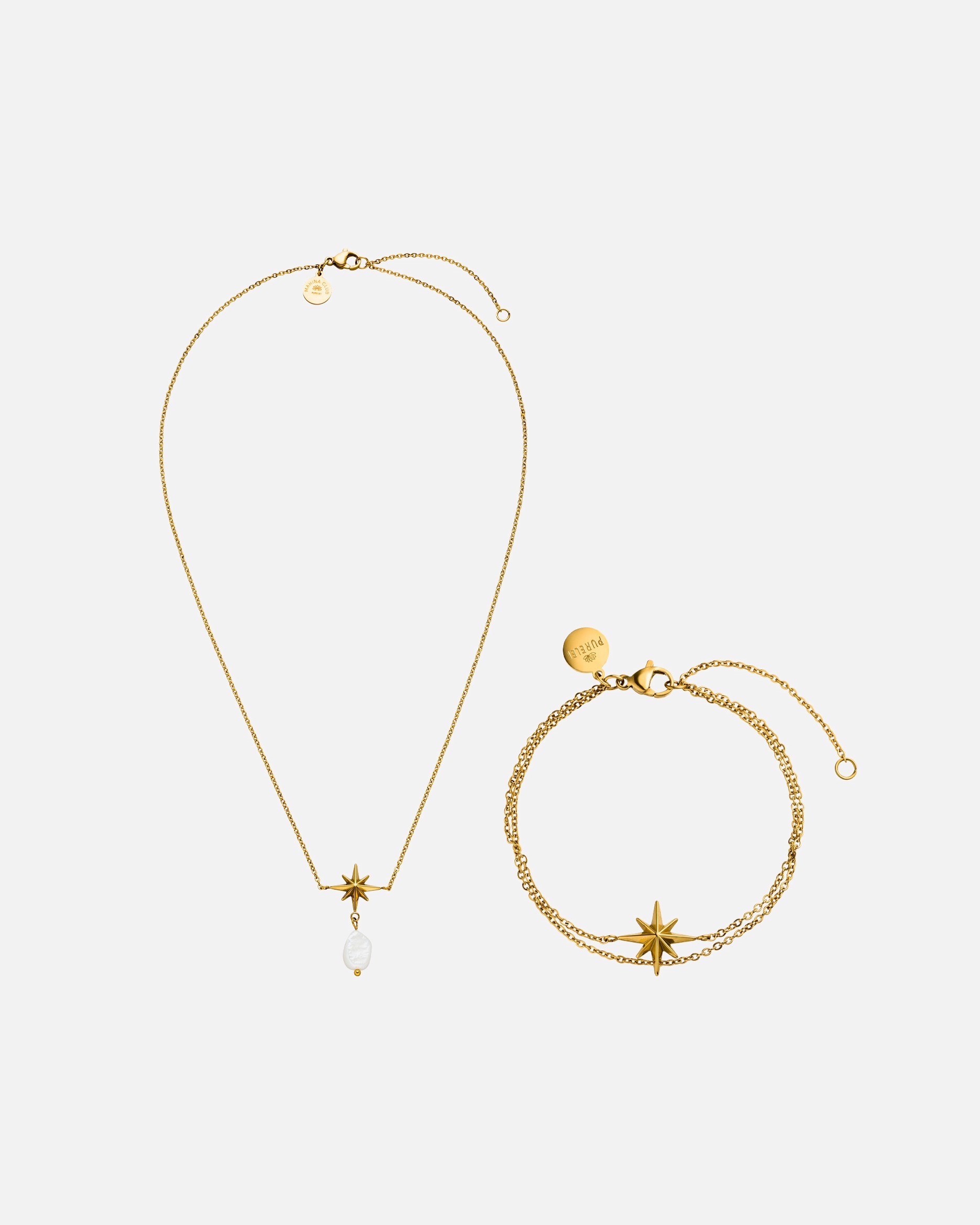 Schmuckset für Unisex Purelei Windrose Schmuckset 100% Edelstahl Gold