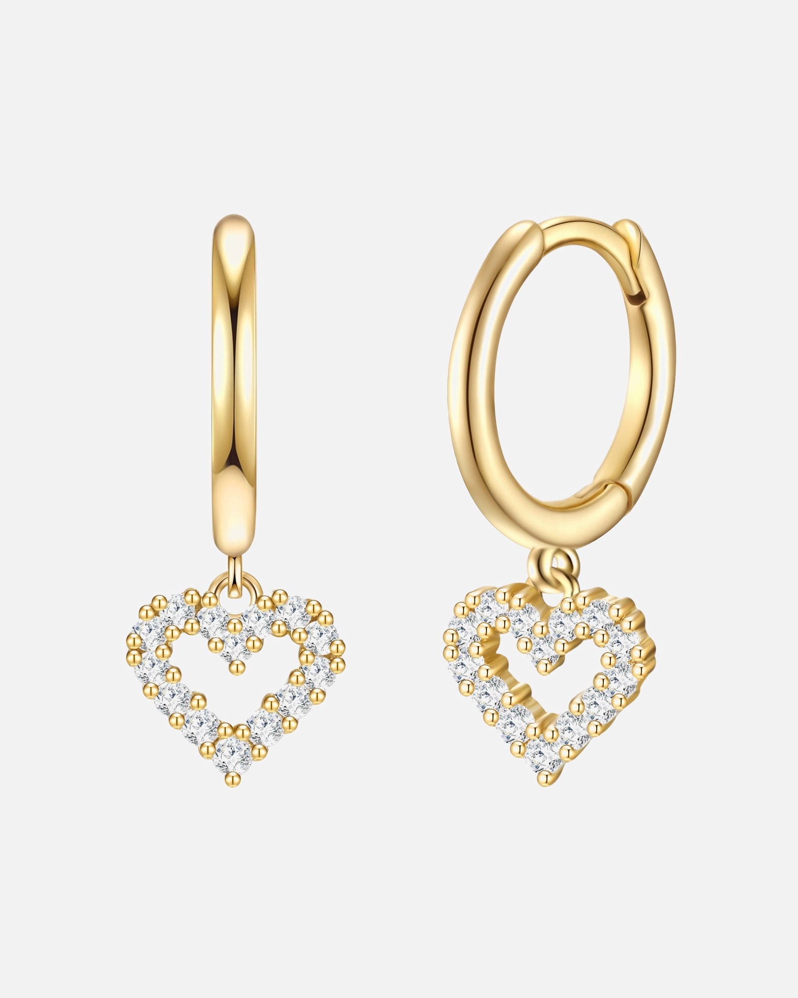 Creolen für Weiblich Glanzstücke München Creolen Herz Sterling Silber Zirkonia in Gelbgold 18,8 mm