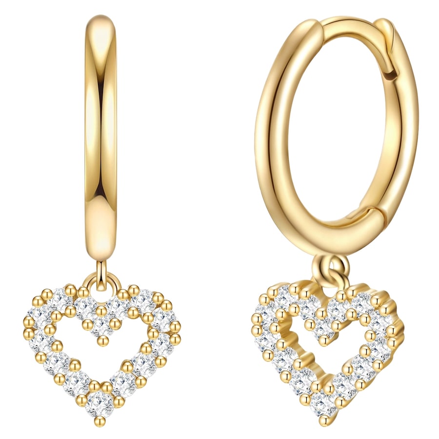 Glanzstücke München Creolen Herz Sterling Silber Zirkonia in Gelbgold 18,8 mm Damen