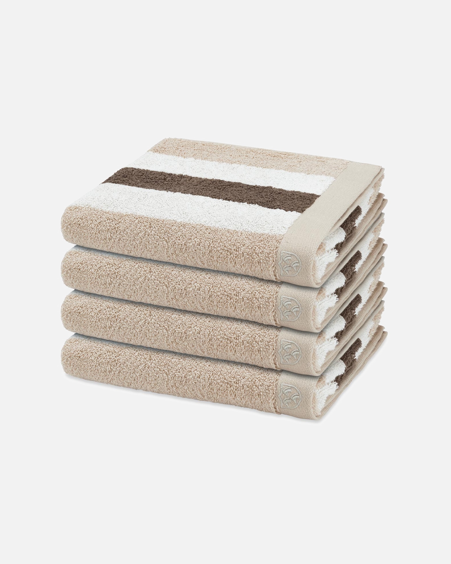 Handtuch für Unisex ROSS Handtuch-Set Doubleface Stripes 4er Set Beige