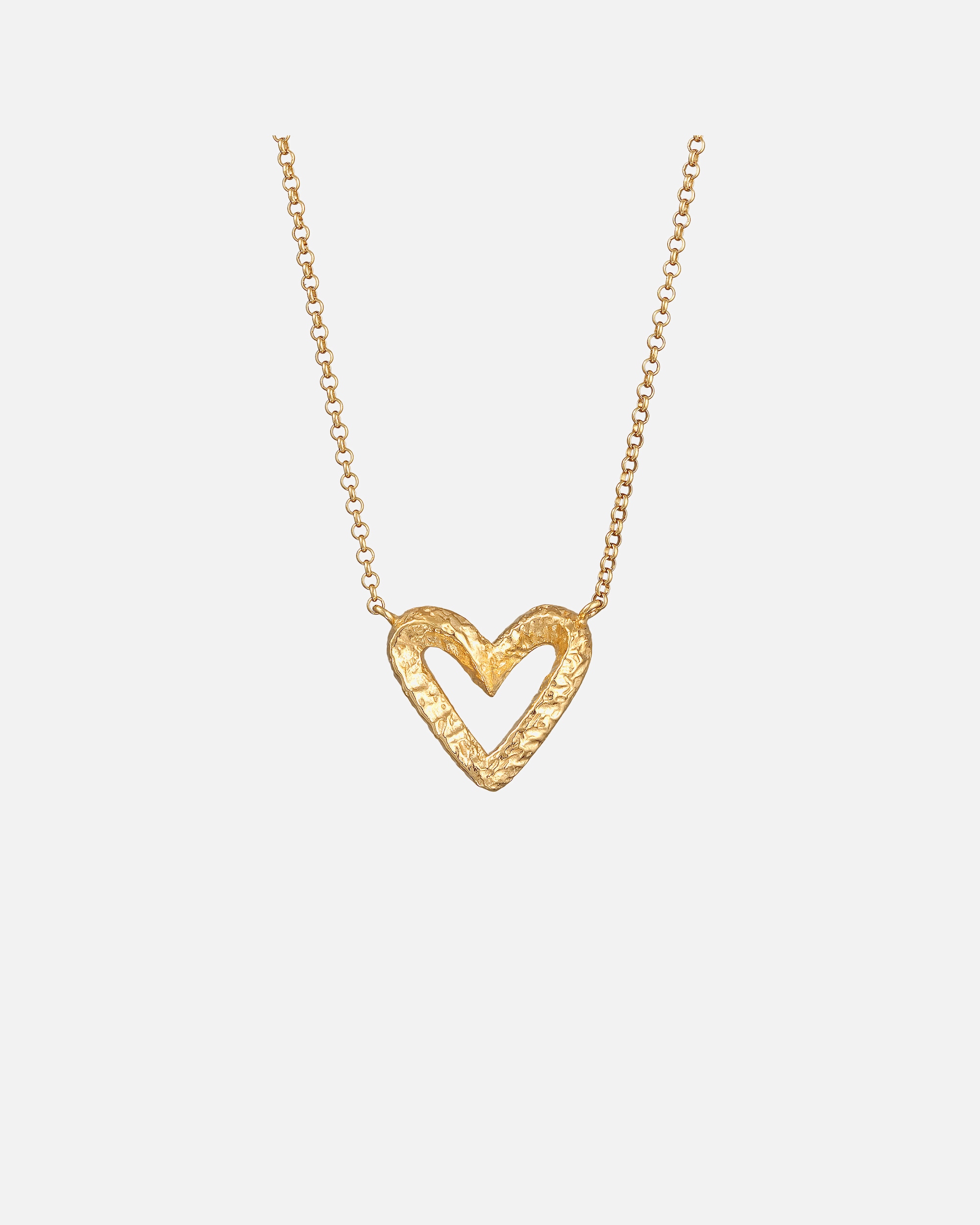 Halskette für Weiblich Elli Elli Halskette Herz Gehämmert Offen 925 Silber vergoldet 45