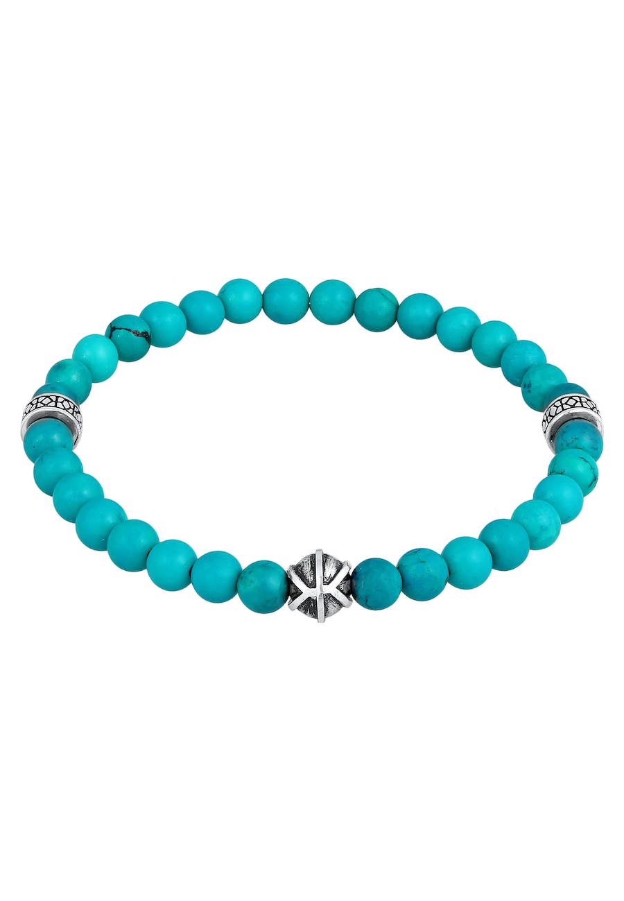 KUZZOI Herren Perlenarmband Howlith Türkis 925er Silber 19